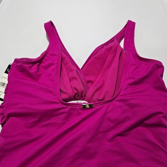 Lauren Ralph Lauren Beach Club Twisted One Piece Swimsuit Purple - Picture 9 of 12